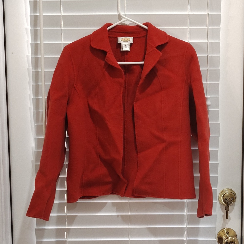 TALBOTS BLAZER JACKET WOMENS SZ 8 RUST 100% WOOL OPEN FRONT CLASSIC PROFESSIONAL